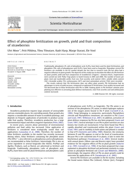 Effect of Phosphite Fertilization on Growth, Yield and Fruit Composition of Strawberries