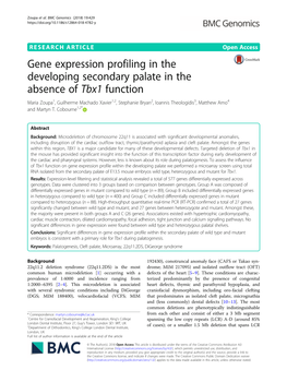Gene Expression Profiling in the Developing Secondary Palate in The