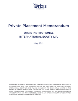 Private Placement Memorandum