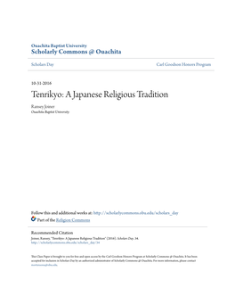 Tenrikyo: a Japanese Religious Tradition Ransey Joiner Ouachita Baptist University