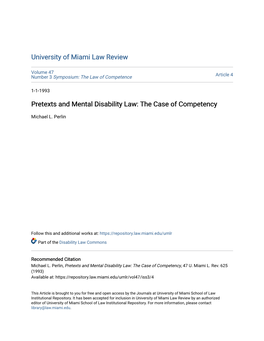 Pretexts and Mental Disability Law: the Case of Competency