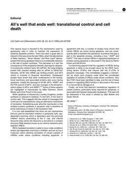 Translational Control and Cell Death