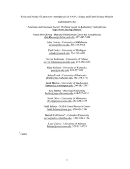 Laboratory Astrophysics and the State of Astronomy and Astrophysics