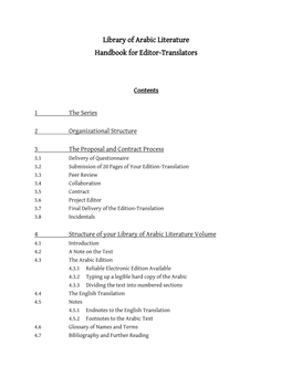 Library of Arabic Literature Handbook for Editor-Translators