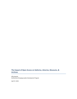 Impact on Open Access on Galleries, Libraries, Archives, and Museums