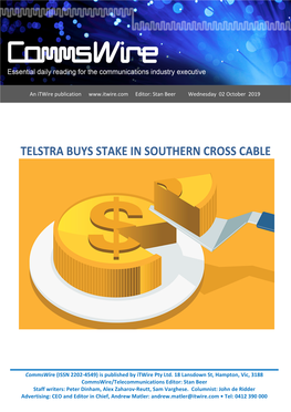 Telstra Buys Stake in Southern Cross Cable