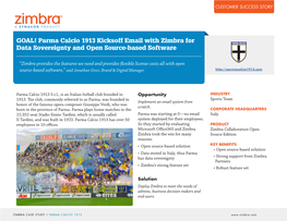 Parma Calcio 1913 Kicksoff Email with Zimbra for Data Sovereignty and Open Source-Based Software