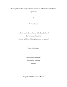 Reducing Chronic Pain Using Mindfulness Meditation: an Exploration of the Role Of