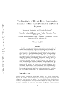 The Sensitivity of Electric Power Infrastructure Resilience to the Spatial Distribution of Disaster Impacts