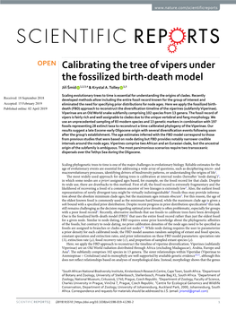 Calibrating the Tree of Vipers Under the Fossilized Birth-Death Model Jiří Šmíd 1,2,3,4 & Krystal A