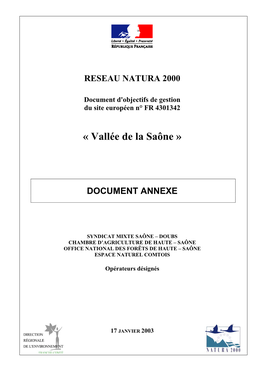 Vallée De La Saône » DOCUMENT ANNEXE