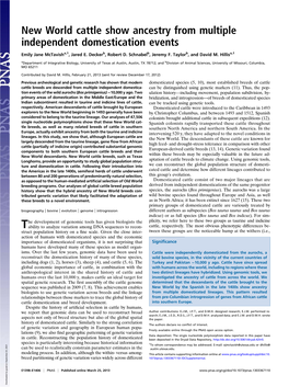 New World Cattle Show Ancestry from Multiple Independent Domestication Events