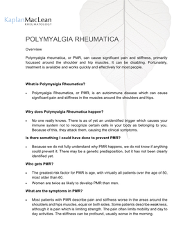 Polymyalgia Rheumatica