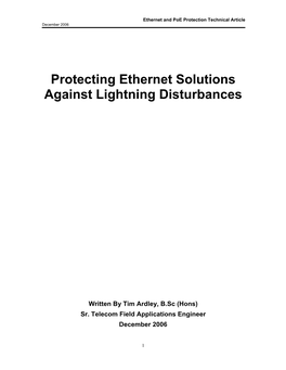 Protecting Ethernet Solutions Against Lightning Disturbances