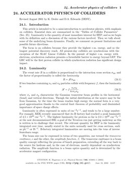 24. Accelerator Physics of Colliders Length RF Systems