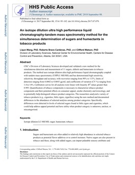 An Isotope Dilution Ultra High Performance Liquid Chromatography