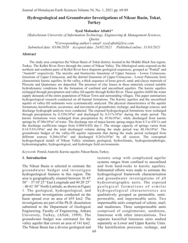 Hydrogeological and Groundwater Investigations of Niksar Basin, Tokat, Turkey