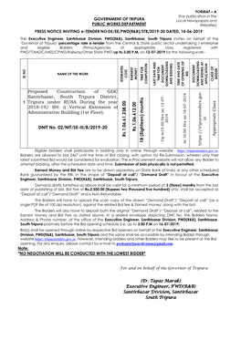 Proposed Construction of GDC Santirbazar, South Tripura District