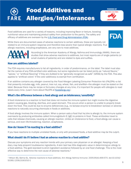 Food Additives and Allergies/Intolerances