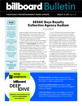 SESAC Buys Royalty Collection Agency Audiam
