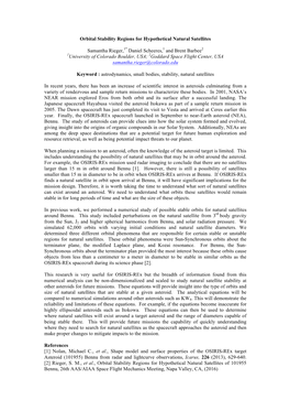 Orbital Stability Regions for Hypothetical Natural Satellites Samantha Rieger,1* Daniel Scheeres,1 and Brent Barbee2 1University