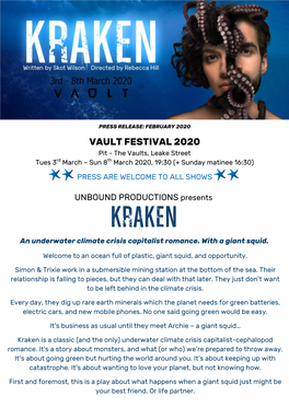 KRAKEN Written by Skot Wilson, Directed by Rebecca Hill