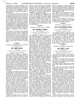 CONGRESSIONAL RECORD— Extensions of Remarks E129 HON