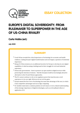 Europe's Digital Sovereignty: from Rulemaker to Superpower in the Age of US-China Rivalry