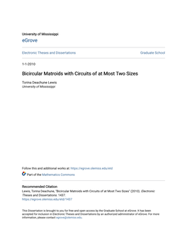 Bicircular Matroids with Circuits of at Most Two Sizes