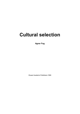 Cultural Selection