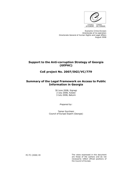 Support to the Anti-Corruption Strategy of Georgia (GEPAC)