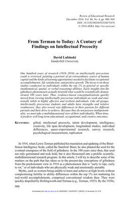 From Terman to Today: a Century of Findings on Intellectual Precocity