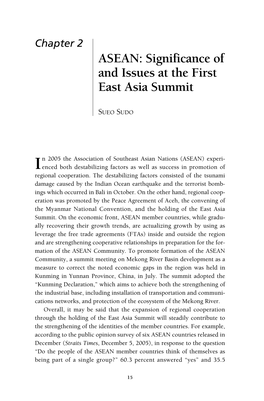 Chapter 2-ASEAN: Significance of and Issues at the First East Asia Summit
