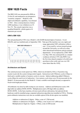 IBM 1620 Facts