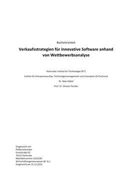 Verkaufsstrategien Für Innovative Software Anhand Von Wettbewerbsanalyse