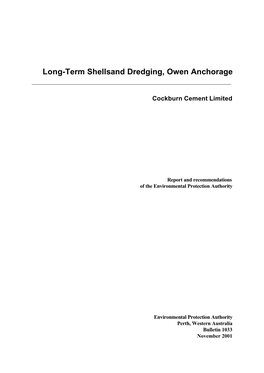Long-Term Shellsand Dredging, Owen Anchorage ______