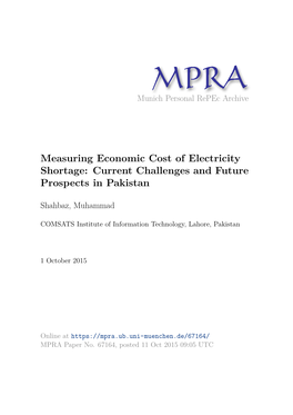 Measuring Economic Cost of Electricity Shortage: Current Challenges and Future Prospects in Pakistan