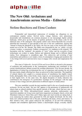 Archaisms and Anachronisms Across Media – Editorial