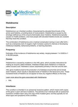 Histidinemia