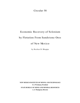 Economic Recovery of Selenium by Flotation from Sandstone Ores Of