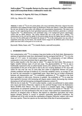 Soil to Plant 137Cs Transfer Factors in Zea Mays and Phaseolus Vulgaris in a Semi-Arid Ecosystem from a Radioactive Waste Site