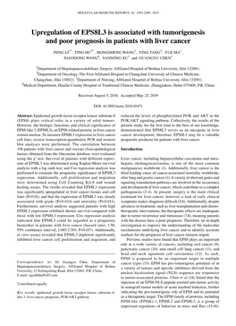 Upregulation of EPS8L3 Is Associated with Tumorigenesis and Poor Prognosis in Patients with Liver Cancer