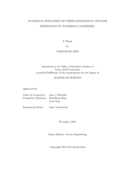 Numerical Simulation of Three-Dimensional Tsunami Generation by Subaerial Landslides