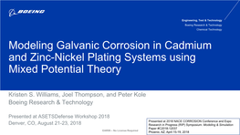 Modeling Galvanic Corrosion in Cadmium and Zinc-Nickel Plating Systems Using Mixed Potential Theory