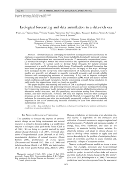 Ecological Forecasting and Data Assimilation in a Data-Rich Era