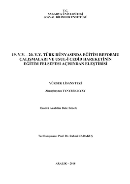 20. Yy Türk Dünyasinda Eğitim Reformu