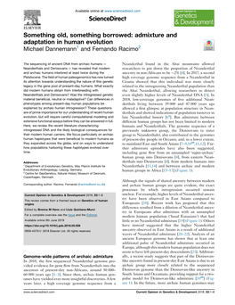 Admixture and Adaptation in Human Evolution Dannemann and Racimo 3