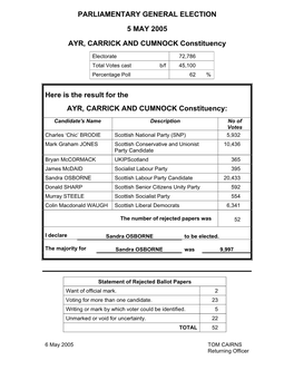 Parliamentary General Election