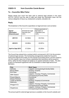 Councillor Mike Fisher Reply