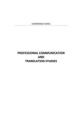 Professional Communication and Translation Studies